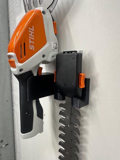 STIHL HSA26 Hedge Trimmer and Accessory Wall Mount