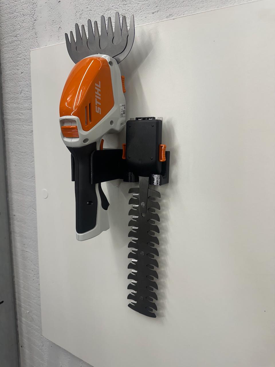STIHL HSA26 Hedge Trimmer and Accessory Wall Mount