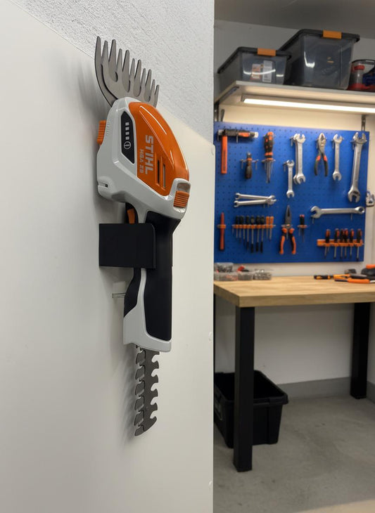 STIHL HSA26 Hedge Trimmer and Accessory Wall Mount