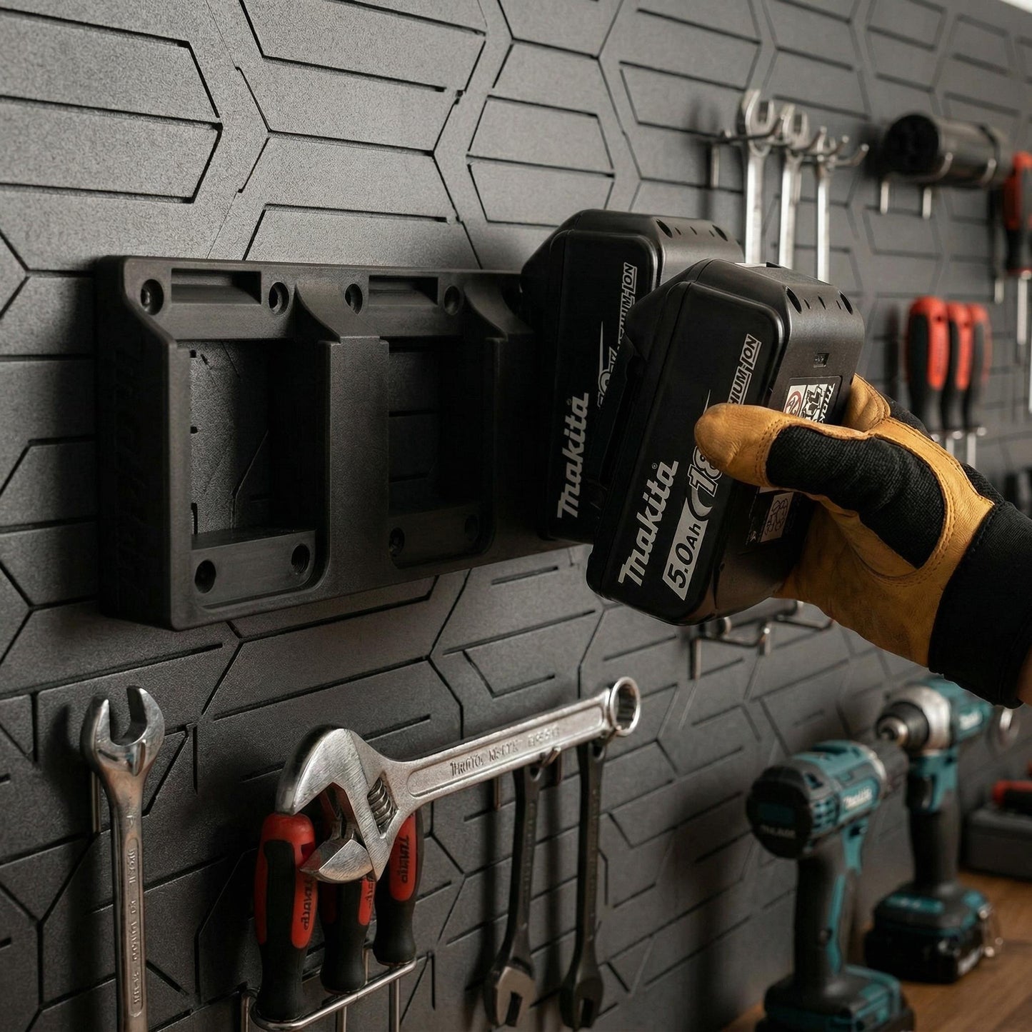 Heavy Duty Makita 18V LXT Battery Wall Mount (1-3 Slots)