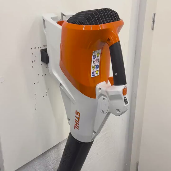 STIHL BGA 250 leaf blower wall mount, garage, shed, workshop organization video