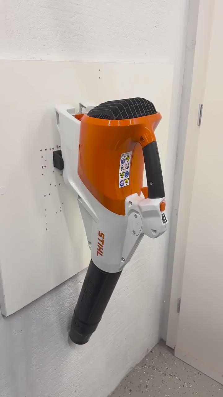 STIHL BGA 250 leaf blower wall mount, garage, shed, workshop organization video