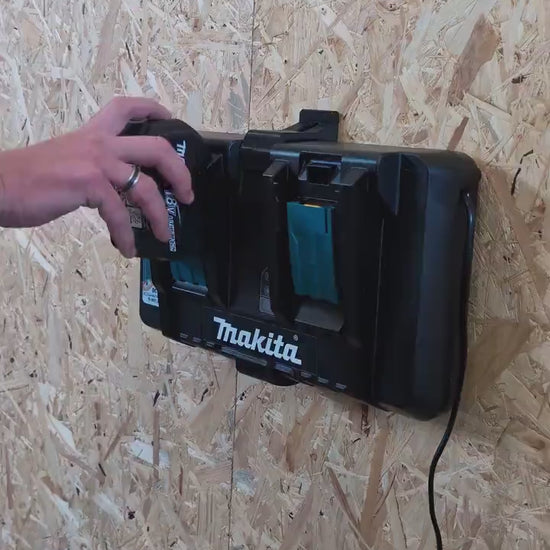 Wall mount for Makita DC18RD dual battery charger | Workshop, Garage organization