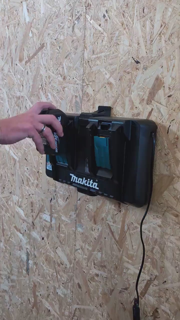 Wall mount for Makita DC18RD dual battery charger | Workshop, Garage organization
